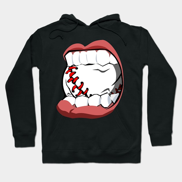 Funny Baseball in Your Mouth - Put down your glove and catch the ball in your mouth Hoodie by Tainted Designs